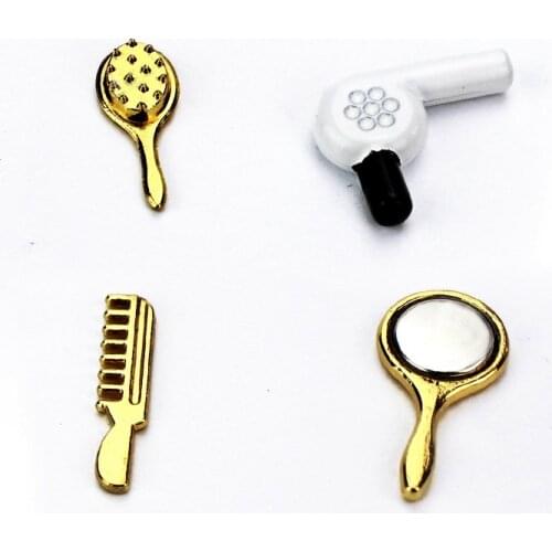 1/12 Dollhouse Miniature Accessories Mini Hairdressing Set Simulation Comb Mirror Hair Dryer Model Toy for Doll House Decoration