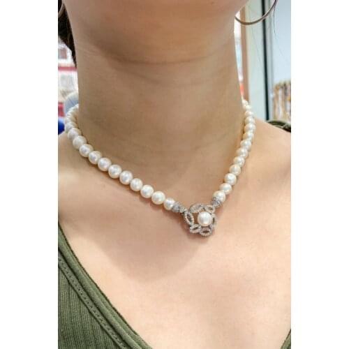 New Gold Model Elegant Pearl Choker Silver Necklace