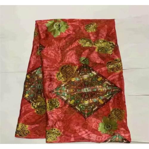 2020 Latest High Quality Soft African Silk Fabric For Garment Neat Embroidery On The Material Silk Fabric 5 Yards! LXFN11195