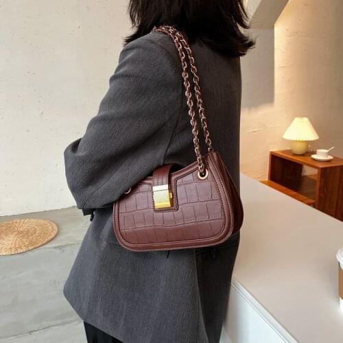 New Stone Pattern Women Shoulder Messenger Bags Chains Tote Handbags For Female