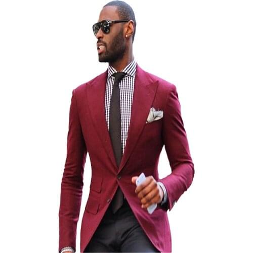 New Men’s Suit Smolking Noivo Terno Slim Fit Easculino Evening Suits For Men Groomsmen Groom Tuxedos Red Prom Best Man Suit(Jack