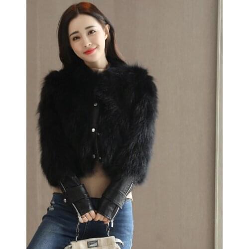 Autumn Winter 2020 New Short Natual Fox Fur Coat Women Warm Pu Leather Wadded Jacket Female Cotton Padded Coats LX2200