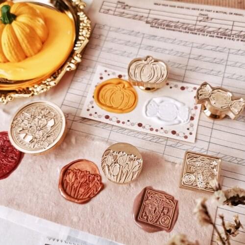 Flower Wax Seal Stamp Creative Pumpkin Seal Special-shaped Lacquer Seal DIY Crafts Wedding Card Invitation Decoration