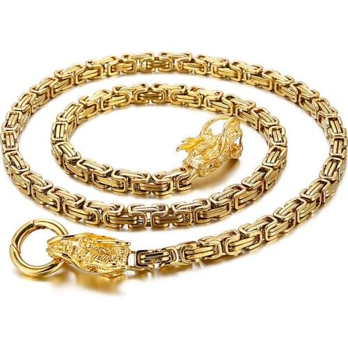 Rock style titanium steel domineering king chain necklace mens personality creative leading stage accessories