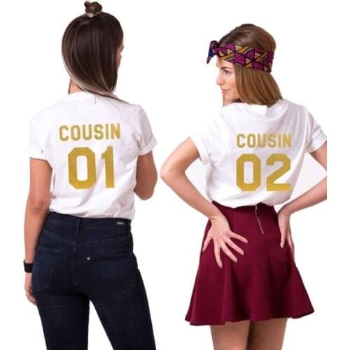 Matching Cousins Shirts Cousin 01 02 Shirt funny back print women fashion slogan casual tumblr nunber tee grunge goth style top