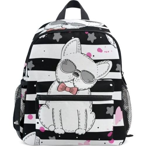 A cat with glasses School Bags For Girls Cute Toddler Kids School Backpack Classical Cartoon Design Children Travel Bags Mochila