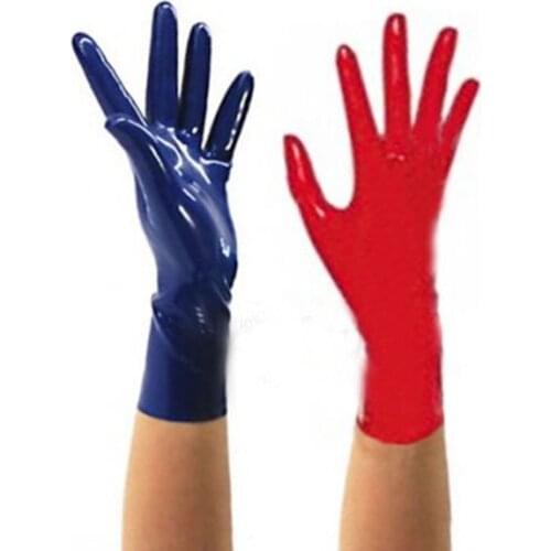 Sexy women men unisex girl male latex clothing exotic lingerie pure color short gloves cekc zentai fetish club uniform