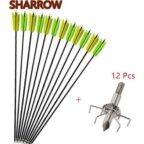 12pcs Archery Carbon Arrow Carbon Flu-flu Arrows 30" Hunting Targeting Arrows Spine 400 4 Feathers Hunting Shooting Accessories