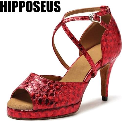 Hipposeus Girls Dance-Shoes Ballroom Women Latin Tango Modern Salsa Dancing Shoes Ladies Soft Sole Party Dance Shoes High Heel