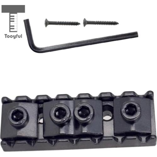Tooyful Black Zinc Alloy String Locking Lock Nut Kit Tools with 1 Wrench 2 Screws for 7 String Electric Guitar Parts DIY
