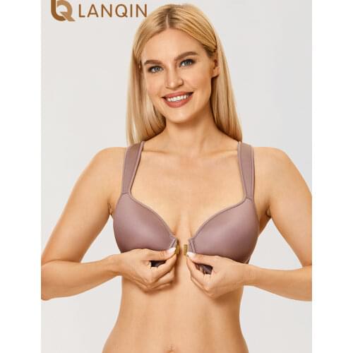 Womens Underwire Racerback Light Padded Full Coverage Front Closure T-shirt Bra Plus Size