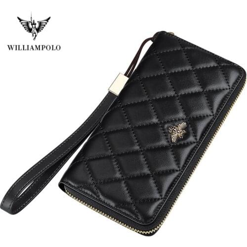 WILLIAMPOLO Wallet Women Leather Luxury Card Holder Clutch Casual Women Wallets Zipper Pocket Hasp Ladies Wallet Female Purse