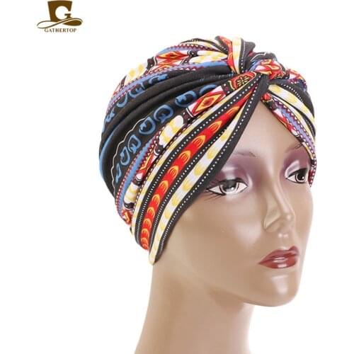 New African Turban twist turban Flower Printed Bandana Headscarf Women Muslim Headscarf Hair Band Chemo Hair Loss