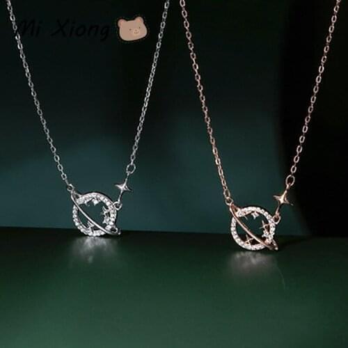 Mi Xiong Planet Hollow Real 925 Sterling Silver Necklaces for Women Exquisite Pendant Elegant Chains Luxury Jewelry Classic Cute