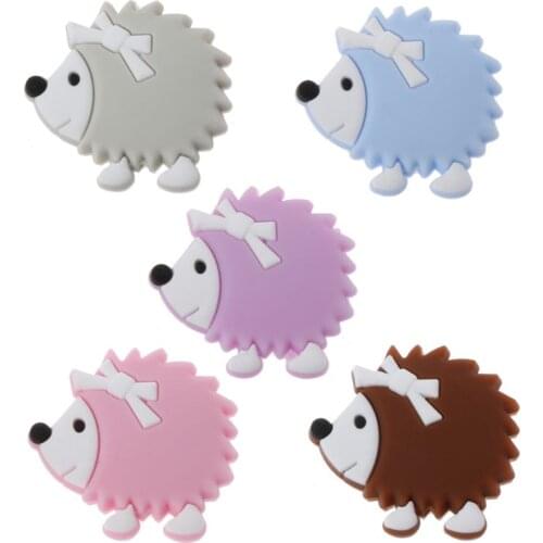 1PC Cute Baby Teether Silicone Cartoon Animal Hedgehog Beads Teething Pacifier Chain Beads Teathing Toy Silicone Teether
