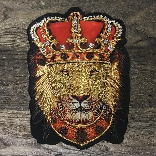 1PCS Fashion domineering sequins big lion animal applique clothes patch DIY clothing decoration sewing accessories