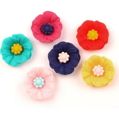 30Pcs 24x24mm Mixed Resin Flowers Cabochon Flatback Decoration Crafts Embellishments For Scrapbooking Diy Accessories