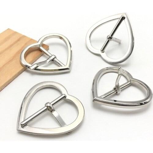5 Pcs/lot 25mm/40mm Silver Heart Metal Buckle Shoes Bag Strap Leather Belt Buckles DIY Adjust Tri-glide Pin Sewing Accessories