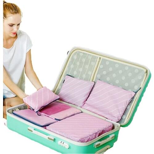 6SET / LOT New Arrival Stripe Travel Bag Super Soft Fabric Waterproof Clothing Sorting Bag