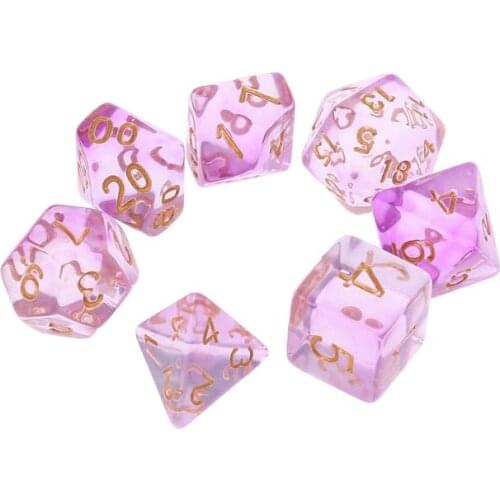 7pcs/set Transparent Sided Dice D4 D6 D8 D10 D12 D20 Dungeons & Dragon D&D RPG Poly Table Board Games Toy