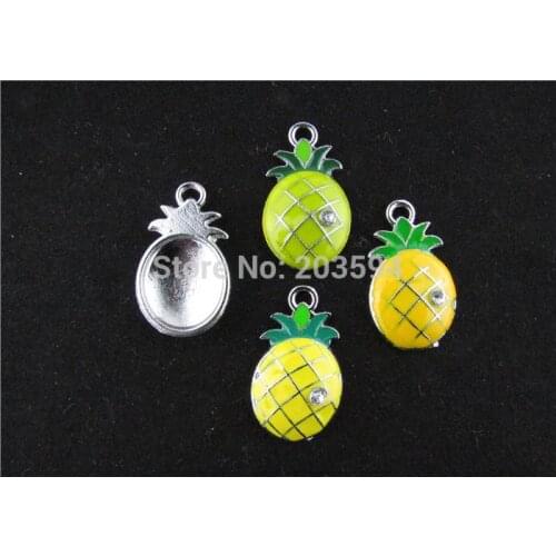 AE215 20pcs Mixed Enamel Pineapple Charms Pendants for Bracelet Charm 29x17MM