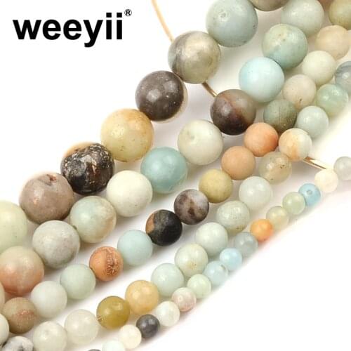 Natural Stone Beads Amazonite Round Loose Spacer Beads For Jewelry Handmade Making DIY Bracelets Accessories