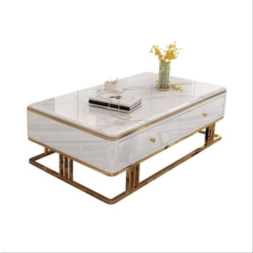 Black rectangular coffee table TV cabinet combination Nordic postmodern minimalist living room rock plate coffee table