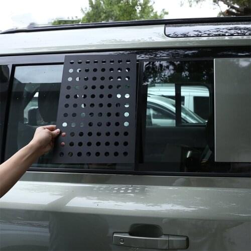 Aluminum alloy black car window side glass protection plate，For Land Rover Defender 110 2020-2021，Car modification parts