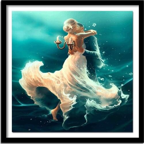 DIY Diamond Painting Cross Stitch Crystal Needlework Diamond Embroidery Couple Dancing Water Full Diamond Set Decorative BJ415