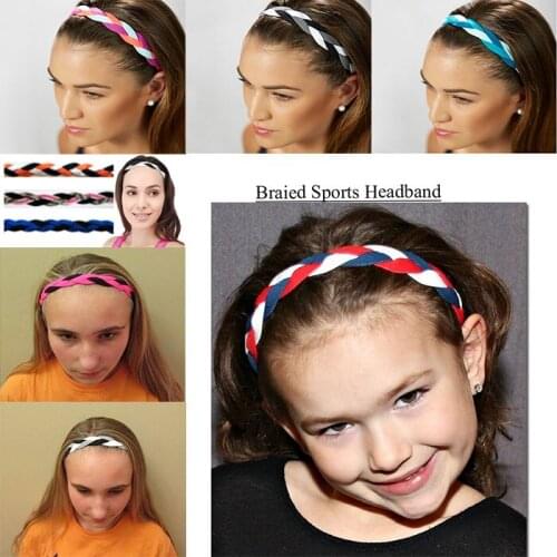 Softball Running Sports Braided Headbands Sweat Silicone Non Slip Grip Scrunchy Women Girl Soccer Yoga Elastic Hair Bands