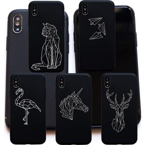 Hot Animal Line Art Drawing Flamingo Deer Cat Plane Unicorn soft silicone for iphone 5s SE 6 6s plus 7 8 plus X XS Max XR Case