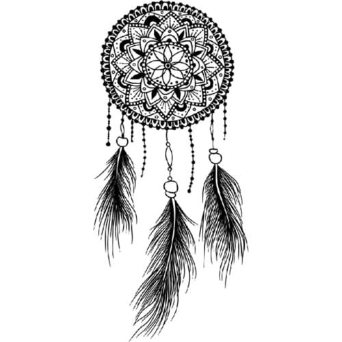 Indian Dream Catcher Waterproof Temporary Tattoo Sticker Black Sanskrit Flowers Fake Tattoos Flash Tatoos Arm Body Art Women Men
