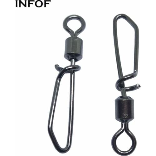 INFOF 200pcs Stainless Fishing Swivels Snap Rolling Swivel with T-shape Snap Crap Fishing Connector
