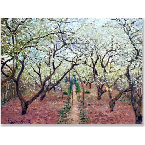Picture Canvas Printed Orchard Monet In Bloom Painting Wall Art Poster for Living Room Decor No Frame Oil Painting Reproduction