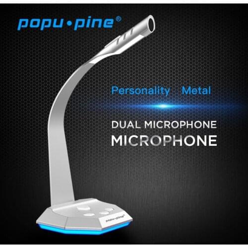 Popupine Capacitor Wired Microphone Karaoke Recording 3.5mm USB Metal Conference Professional Private PC Game Microphone