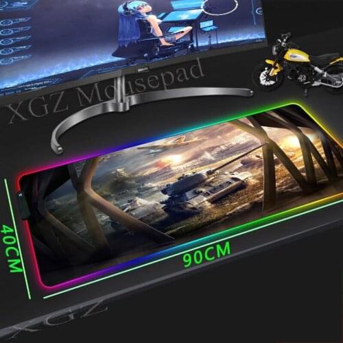 XGZ Tanks and Airplanes In Movie Caves Large RGB Gaming Mouse Pads Black Lock-edge Custom Computer Desk Mat Rubber Non-slip