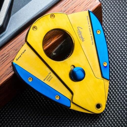 LUBINSKI High-end Metal Dual Blades Sharp Cigar Sigaar Cutter Guillotine Scissor Portable Tobacco Tool W/Gift Case For Cohiba
