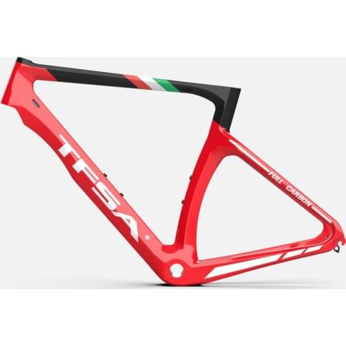 2021 New Tfsa Carbon Fiber Road Bike Frame Riding 3K Pattern Glossy Red OEM