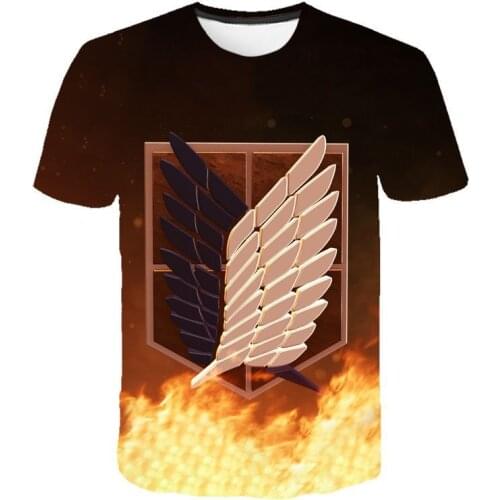 2021 Summer New Casual Mens T-shirt Anime Attack Giant 3D Printing Short-sleeved Round Neck Slim Fashion Anime Mens Top