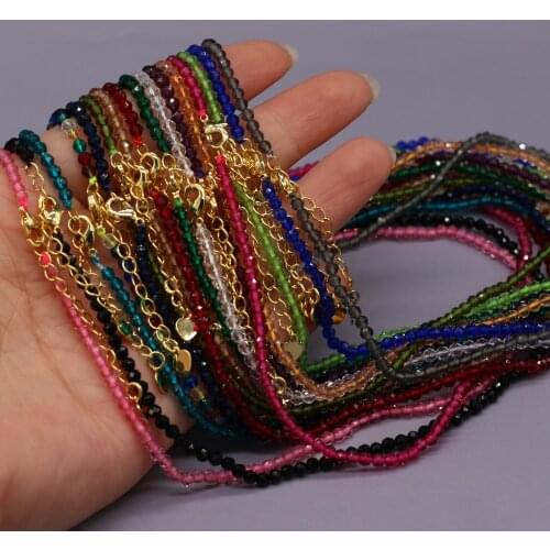 Trendy 3mm Natural Gem Stone Spinels Beads Necklace Jewelry Exquisite Faceted Blue Spinel Beaded Choker Necklaces for Women Gift