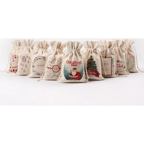 Merry Christmas stocking bags navidad Household storage bag Decoration Santa Sack canvas Rustic Vintage Cheap-christmas-ornament