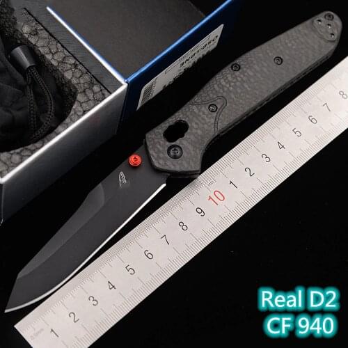 JUFULE New 940DLC Real D2 Carbon Fiber Handle Copper Washer Camping Kitchen Hunt Pocket Outdoor EDC Tool Utility Folding Knife