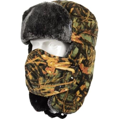 Lei Feng Cap Windproof Faux Fur Ear Flap Mask Hat Men Women Thickened Ski Trapper Bomber Hat Snow Caps bonnet Warm Winter Cap