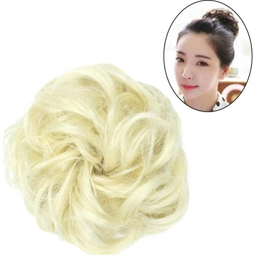 Curly Scrunchie Chignon Women Hair Bun Extension Wavy Curly Messy Wig Wedding Bride Elastic Hairpiece For Hair Bun Ponytails