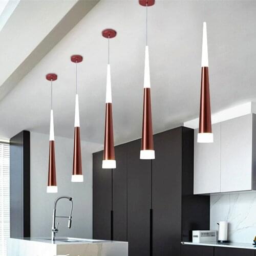 Modern Acylinc Pendant Light LED Adjustable Wire Cone Long Tube Hanging Lamp For Kitchen Island Dining Room Living Room Bar Shop