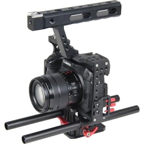 15mm Rod Rig DSLR Camera Video Stabilizer Cage Kit w/ Top Handle Grip for Sony A7 A7S A7RII A6300 A6000 /GH4 GH3 /EOS M5 M3