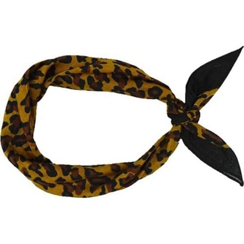 Bohemian Vintage Leopard Tiger Print Unisex Cotton Square Scarf Outdoor Cycling Headband Bandana Hip-Hop Wristband Neck Tie