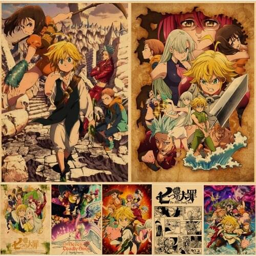 Japanese Anime Seven Deadly Sins Posters Kraft Paper Vintage Cartoon Wall Sticker Hoom Art Print Living Room Bar Cafe Decoration