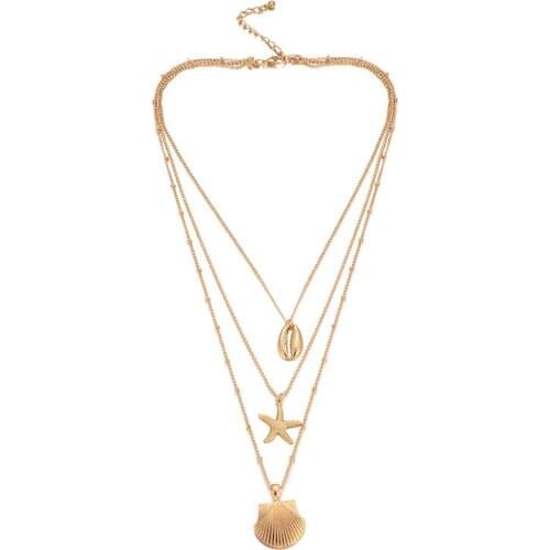 New Fashion Fashionable Beach Style Alloy Shell Starfish Scallop Pendant Multi-layer Female Necklace Jewelry Necklace Women
