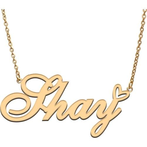 Love Heart Shay Name Necklace for Women Stainless Steel Gold & Silver Nameplate Pendant Femme Mother Child Girls Gift